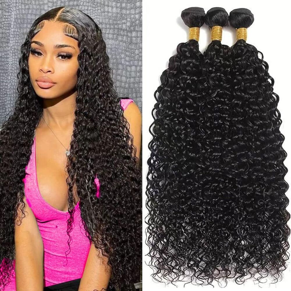 NEW FDX 12A Water Wave Human Hair 3 Bundles 18 20 22in Natural Black